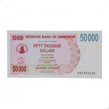 Cédula P#47 50.000 Dollars 2007  Zimbabwe África FE