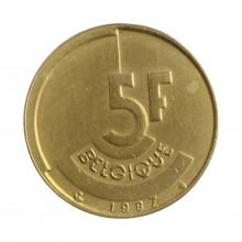 Moeda KM#163 5 Francs 1987 MBC Bélgica Europa  Cobre-níquel Ø24mm 5,5gr.