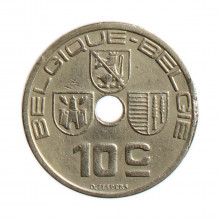 Moeda KM#112 10 Centimes 1938 MBC Bélgica Europa  Latão níquel Ø22mm 4gr.