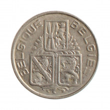 Moeda KM#119 1 Franc 1939 MBC Bélgica Europa  Níquel Ø21,5mm 4,5gr.