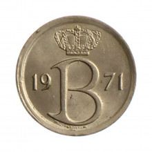 Moeda KM#154 25 Centimes 1971 MBC/SOB Bélgica Europa  Cobre-níquel Ø16mm 1,8gr.