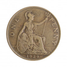 Moeda KM#838 1 Penny 1929 MBC+ Reino Unido Europa Bronze Ø30,8mm 9,45gr.