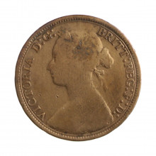 Moeda KM#754 ½ Penny 1880 MBC Reino Unido Europa Bronze Ø25,4mm 5,67gr.