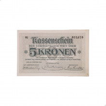 Cédula Notgeld 5 Korona 1918 Viena Austria Europa SOB/FE