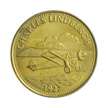 Medalha Charles Lindbergh 1969 MBC França Europa Latão Ø26mm 5,5gr.