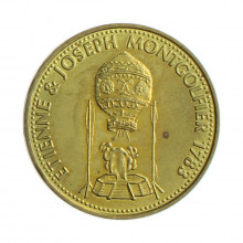 Medalha Etienne and Joseph Montgolfier 1969 MBC França Europa Latão Ø26mm 5,5gr.