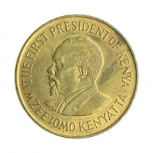 Moeda KM#11 10 Cents 1978 MBC Quênia África Latão R Níquel Ø30,8mm 9,45gr.