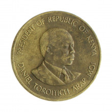 Moeda KM#17 5 Cents 1980 MBC Quênia África Latão R Níquel Ø25,5mm 5,6gr.
