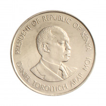 Moeda KM#20 1 Shilling 1980 SOB Quênia África Cupro Níquel Ø27,8mm 7,9gr.