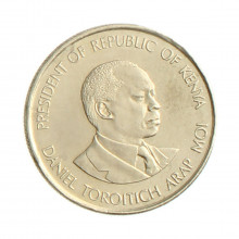 Moeda KM#19 50 Cents 1980 SOB Quênia África Cupro Níquel Ø21mm 3,91gr.