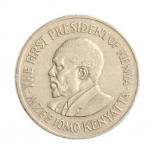 Moeda KM#14 1 Shilling 1969 MBC Quênia África Cupro Níquel Ø27,8mm 8gr.