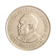 Moeda KM#14 1 Shilling 1975 MBC Quênia África Cupro Níquel Ø27,8mm 8gr.