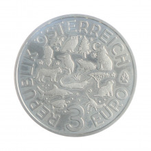 Moeda KM#3296 3 Euros 2019 FC Áustria Europa O lagostim Cupro-Níquel Ø34mm 16gr.