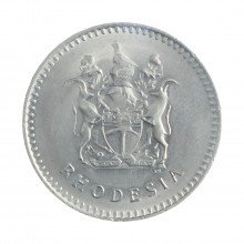 Moeda KM#15 20 Cents 1975 SOB Rodésia África Cupro-Níquel Ø28,7mm 11,3gr.