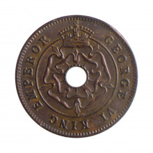 Moeda KM#14a ½ Penny 1942 SOB Rodésia do Sul África Linda Patina Bronze Ø21,1mm 2,92gr.