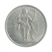 Moeda KM#10 2 Francs 1979 SOB/FC Polinésia Francesa Oceania Alumínio Ø27mm 2,2gr.