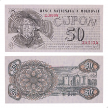 Cédula P#1 50 Coupon 1992 Moldávia Europa FE