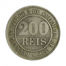 Moeda V-032 200 Réis 1886 MBC+ Data Escassa Cupro Níquel Ø32mm 15gr.*