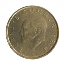 Moeda km#1027 10000 Lira 1998 SOB Turquia Ásia Latão R Níquel Ø23,5mm 9,75gr.