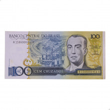 Cédula C-186 100 Cruzados 1987 Baixas e Altas Numerações C/ Manchas SOB