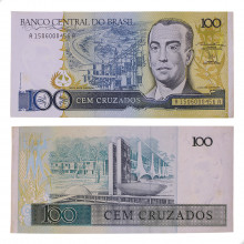 Cédula C-186 100 Cruzados 1987 Baixas e Altas Numerações C/ Manchas SOB