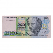 Cédula C-212 200 Cruzeiros 1990 Baixas e Altas Numerações MBC