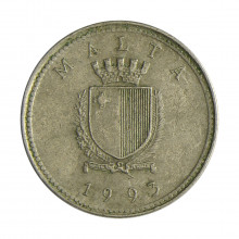 Moeda KM#94 2 Cents 1993 MBC Malta Europa Cupro-Níquel Ø18mm 2,26gr.