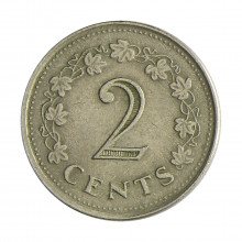 Moeda KM#9 2 Cents 1982 MBC Malta Europa Cupro-Níquel Ø17,7mm 2,25gr.