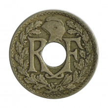 Moeda KM#866a 10 Centimes 1923 MBC França Europa Cupro-Níquel Ø21mm 4gr.