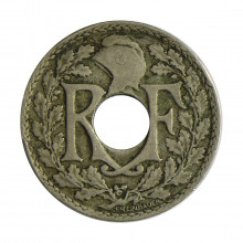 Moeda KM#866a 10 Centimes 1922 MBC França Europa Cupro-Níquel Ø21mm 4gr.