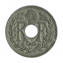 Moeda KM#895 10 Centimes 1941 MBC França Europa Zinco Ø21mm 2,5gr.