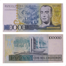 Cédula C-176 100000 Cruzeiros 1985 C/ Furo de Grampo SOB