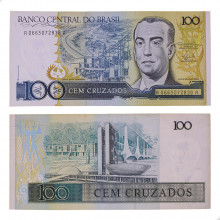 Cédula C-185 100 Cruzados 1986 C/ Manchas MBC/SOB