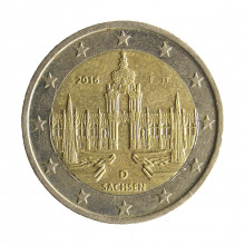 Moeda KM#347 2 Euros 2016 F MBC Alemanha Europa Bundesländer - "Sachsen" Bimetálico Ø25,75mm 8,5gr.