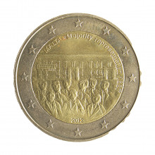 Moeda KM#145 2 Euros 2012 MBC+ Malta Europa Representação Majoritária Bimetálico Ø25,75mm 8,5gr.