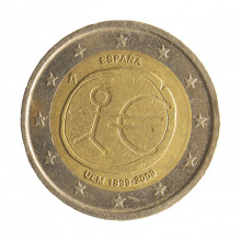 Moeda KM#1142 2 Euros 2009 MBC Espanha Europa União Econômica e Monetária Bimetálico Ø25,75mm 8,5gr.