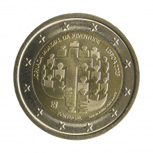 Moeda KM#943 2 Euros 2023 SOB/FC Portugal Europa Dia Mundial da Juventude Bimetálico Ø25,75mm 8,5gr.