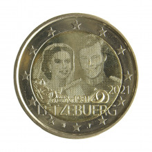 Moeda KM#174 2 Euros 2021 FC Luxemburgo Europa Casamento do Grão-Duque Henri - versão holográfica Bimetálico Ø25,75mm 8,