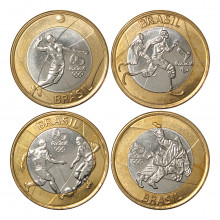 Set 4 Moedas 1 Real 2015 SOB Olimpíadas Rio 2016 3ª Tiragem