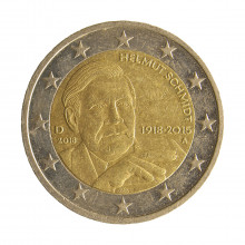 Moeda KM#366 2 Euros 2018 A MBC Alemanha Europa Helmut Schmidt Bimetálico Ø25,75mm 8,5gr.