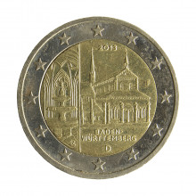 Moeda KM#314 2 Euros 2013 F MBC Alemanha Europa Estado de Baden-Württemberg Bimetálico Ø25,75mm 8,5gr.