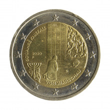 Moeda KM#388 2 Euros 2020 F MBC Alemanha Europa Ajoelhando-se em Varsóvia Bimetálico Ø25,75mm 8,5gr.