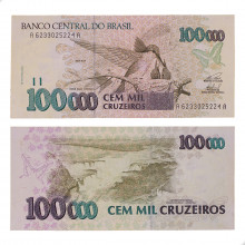 Cédula C-229 100000 Cruzeiros 1993 C/ Manchas SOB/FE