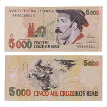 Cédula C-239 5000 Cruzeiros Reais 1993 C/ Manchas SOB/FE