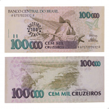 Cédula C-235 100 Cruzeiros Reais 1993 C/ Manchas SOB