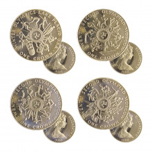 Set Completo 4 Moedas 1 Crown 1980 FC Ilha de Man Coleção Jogos Olímpicos de Verão e Inverno Cupro Níquel Ø38,61mm