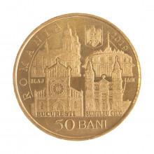 Moeda KM#450 50 Bani 2019 SOB/FC Romênia Europa Papa Francisco Latão R Níquel Ø23,75mm 6,1gr.