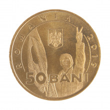 Moeda KM#445 50 Bani 2019 SOB/FC Romênia Europa Revolução Romena Latão R Níquel Ø23,75mm 6,1gr.