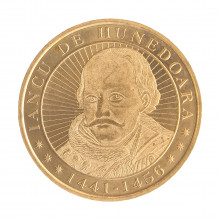 Moeda KM#349 50 Bani 2016 SOB/FC Romênia Europa Iancu de Hunedoara Latão R Níquel Ø23,75mm 6,1gr.
