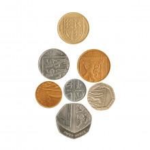 Set 7 Moedas Escudo Britânico Reino Unido Europa